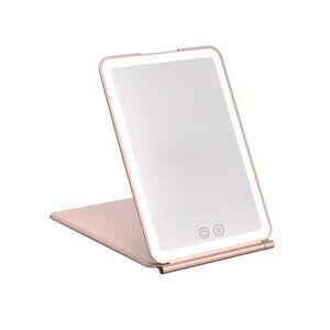 Touch Screen LED Makeup Mirror - Foldable, 3-Color Lighting, USB Rechargeable